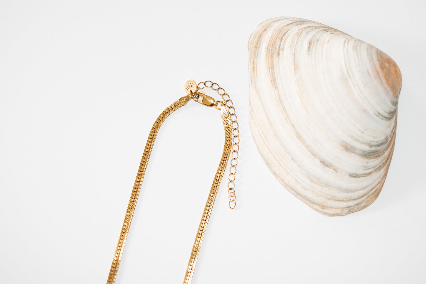 Gold-filled herringbone chain + Labradorite