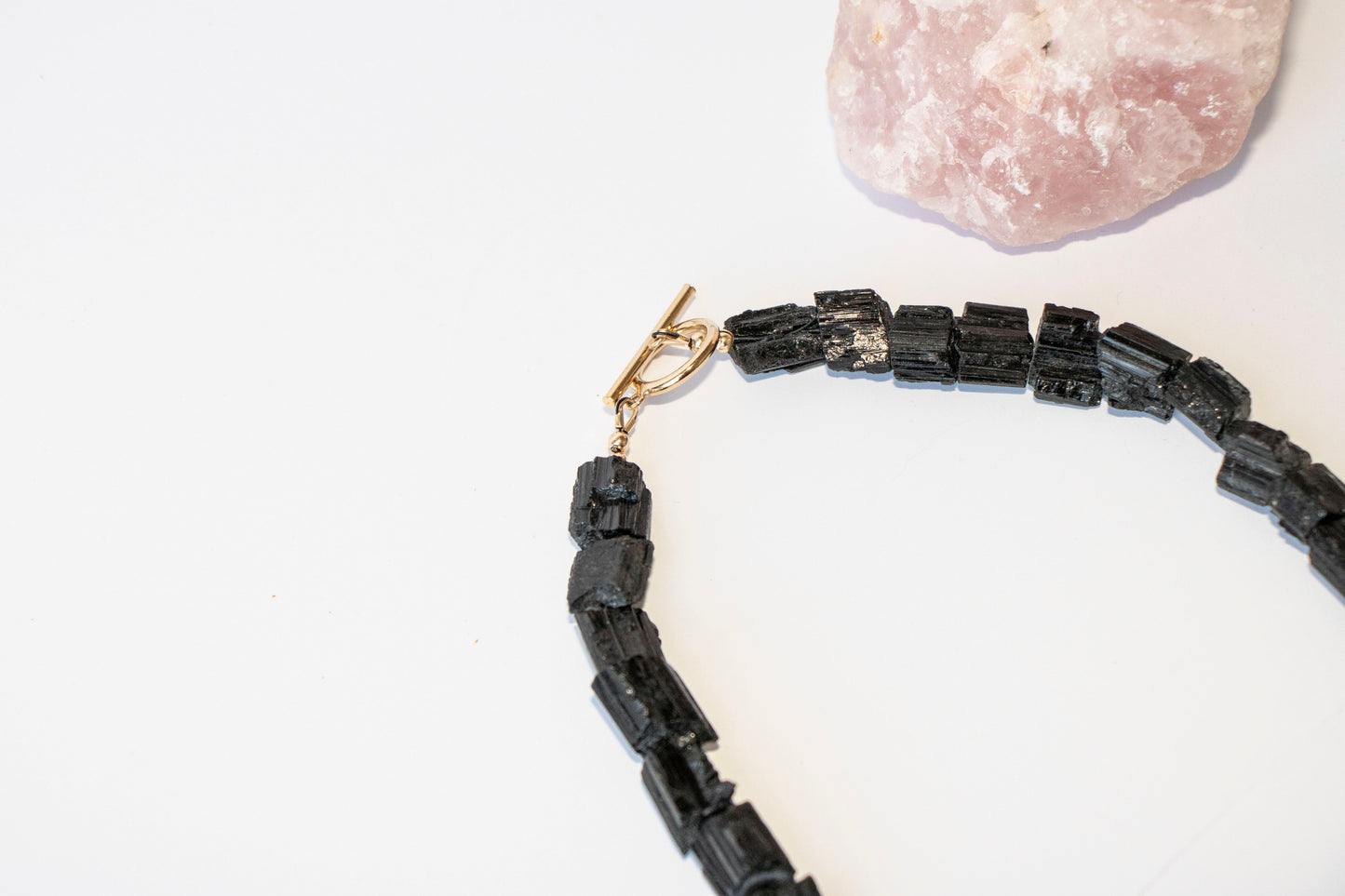 Raw Tourmaline + Baroque Pearl necklace