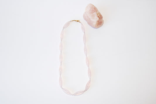 Oblong Rose Quartz Gold Toggle necklace
