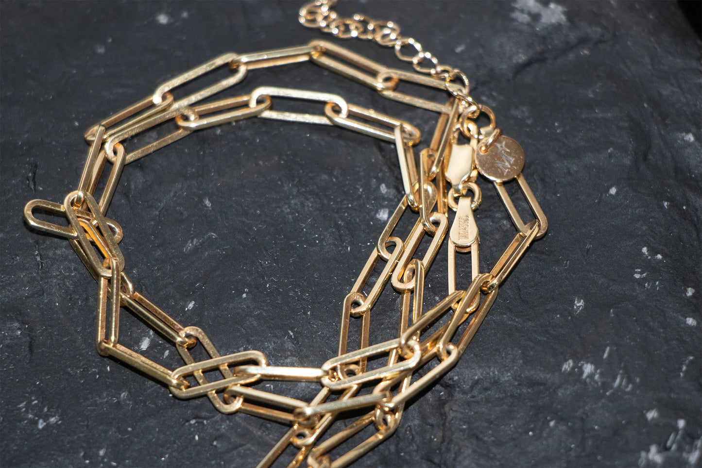 Gold filled carabiner baroque black pearl necklace