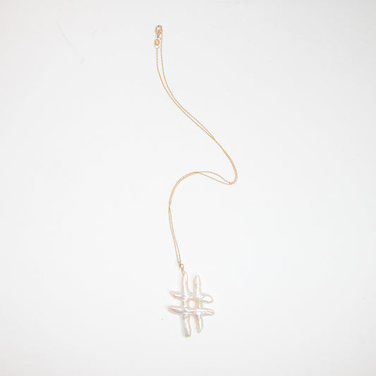 Hashtag double cross pearl necklace