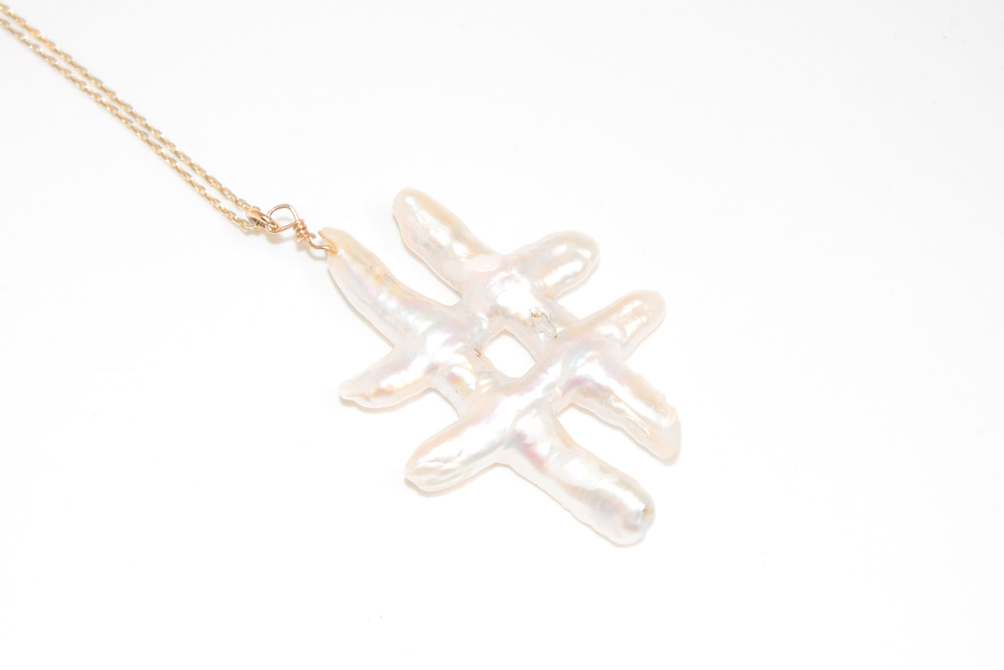 Hashtag double cross pearl necklace