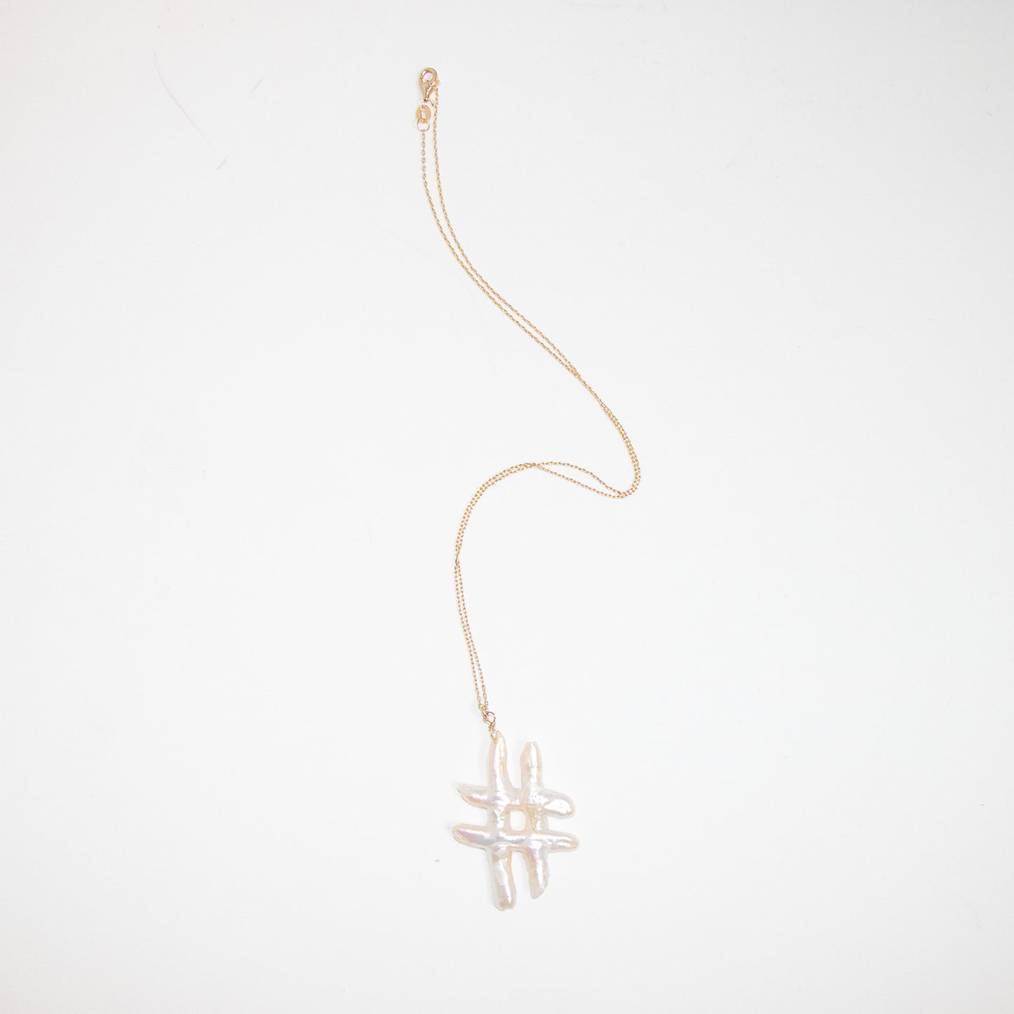 Hashtag double cross pearl necklace