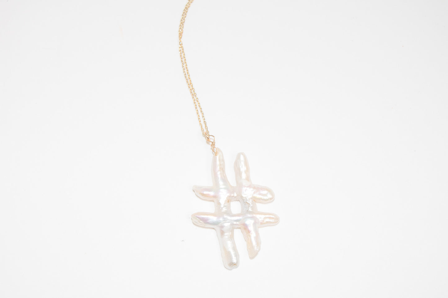 Hashtag double cross pearl necklace
