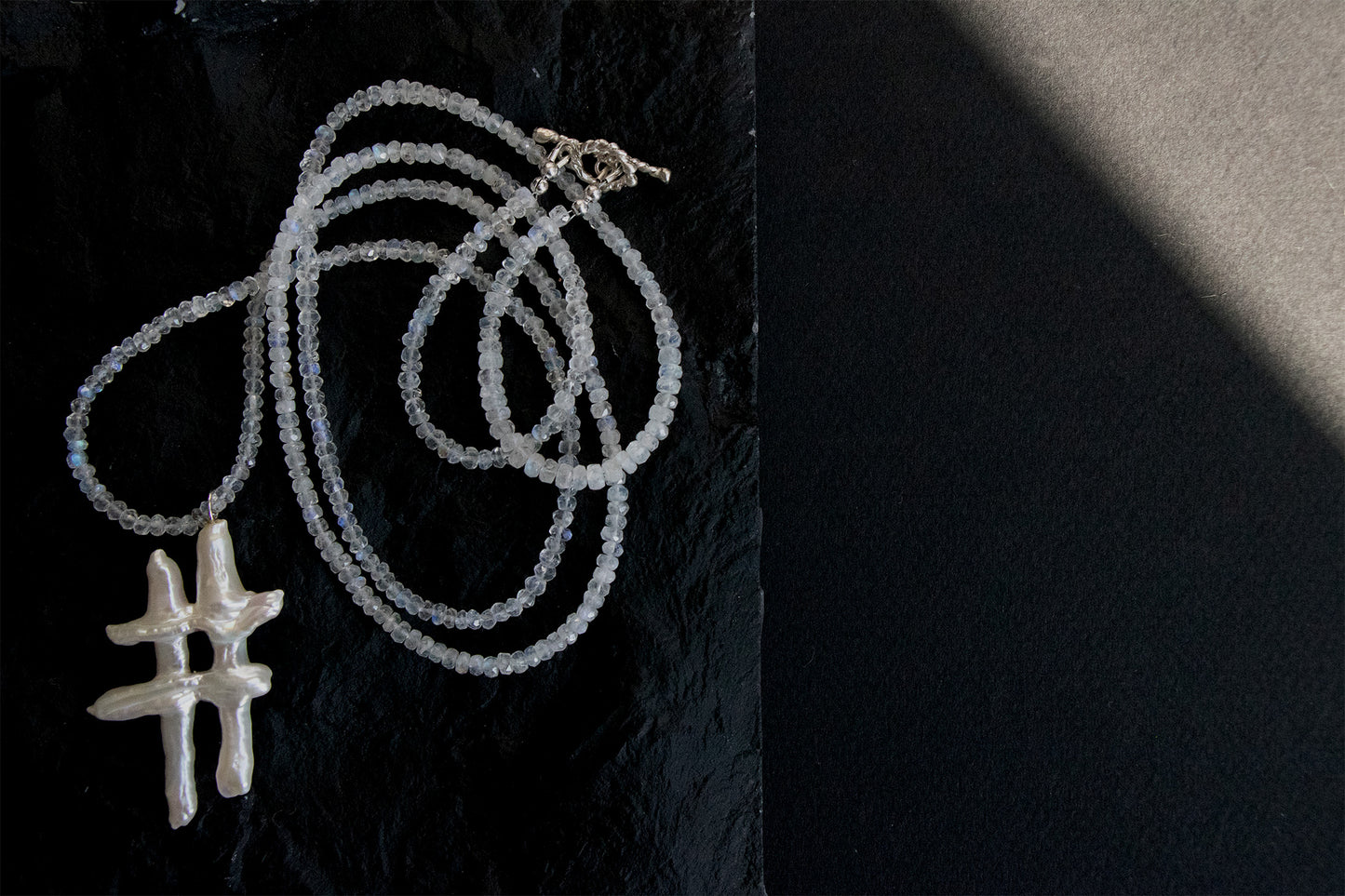 Moonstone Hashtag Pearl Necklace