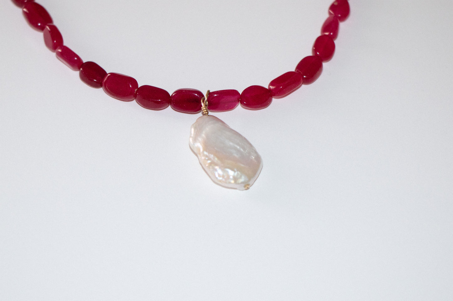 Pink aventurine + coin pearl necklace