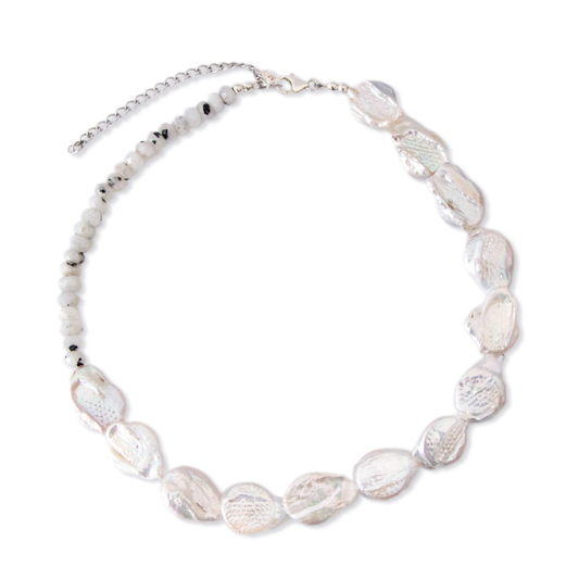 The Diana – Baroque coin pearl and moonstone necklace