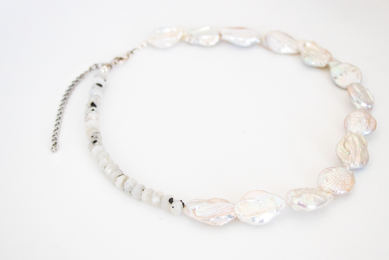 The Diana – Baroque coin pearl and moonstone necklace